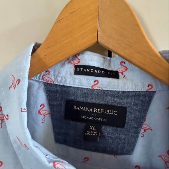Banana Republic Men's Cotton Short Sleeve‎ Casual Button Down Flamingo Shirt-XL - Picture 8 of 8